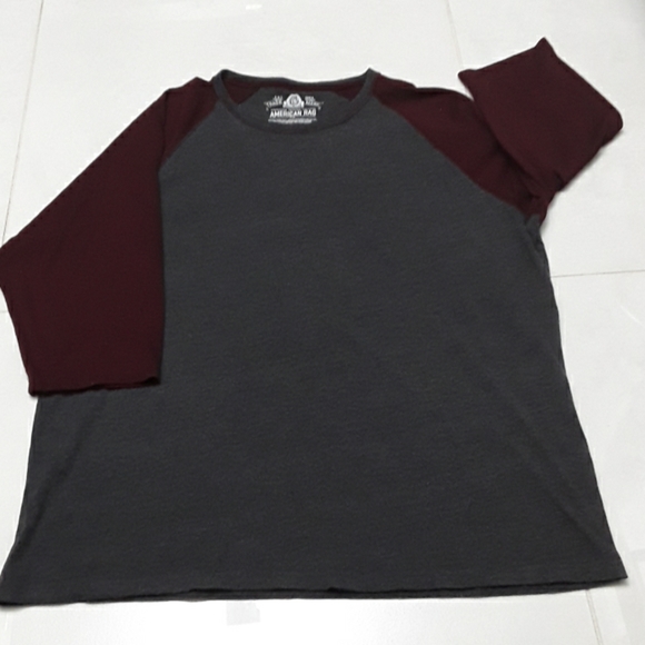 American Rag cranberry and gray t-shirt - Picture 1 of 5
